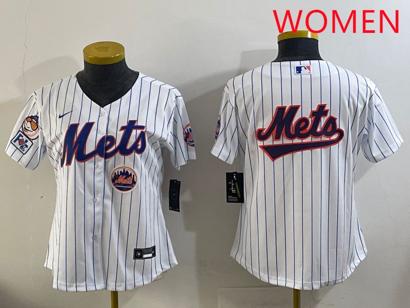 Women New York Mets Blank White Stripe Game 2025 Nike MLB Jersey style 20->houston astros->MLB Jersey